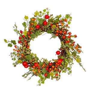 Northlight 22-in Berry Artificial Fall Wreath with Apples