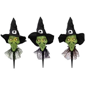 Northlight White Battery-Operated Witch Halloween Pathway Markers - Set of 3