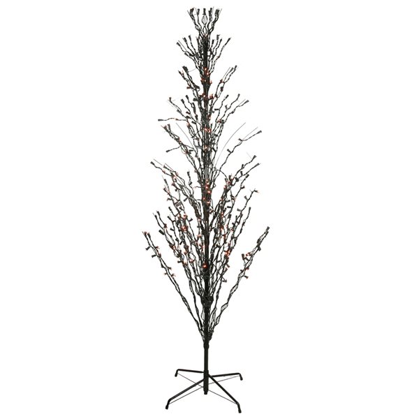 Northlight 6-ft Pre-Lit Black Twig Artificial Halloween Tree with Orange Incandescent Lights