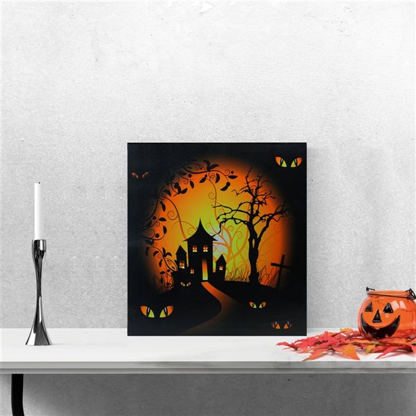 Northlight 19.75-in LED Lighted Haunted House Canvas Wall Art 32275401 ...