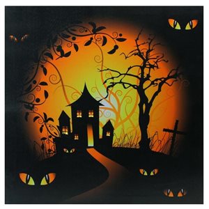 Northlight 19.75-in LED Lighted Haunted House Canvas Wall Art