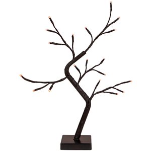 Northlight 15-in Pre-Lit Black Weeping Twig Artificial Halloween Tree with Orange LED Lights