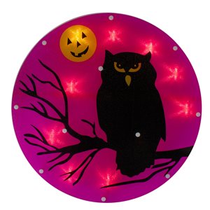 Northlight 13.75-in Lighted Black Owl Window Silhouette Decoration