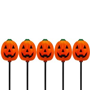 Northlight White Electrical Outlet Jack-O'-Lantern Halloween Pathway Markers - Set of 5