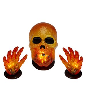 Northlight Lighted Skull and Hands with Constant White Incandescent Lights