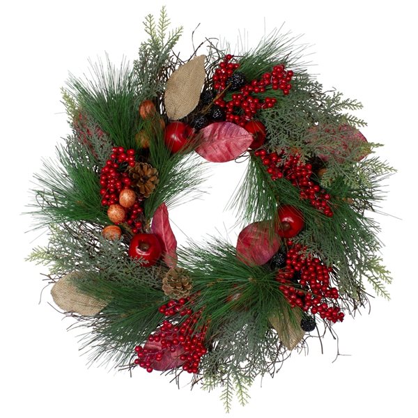 Northlight 24-in Berry Artificial Fall Wreath with Pinecones 31736378 ...