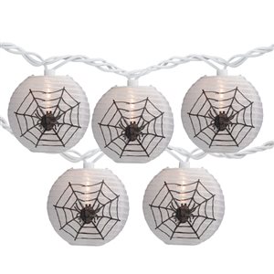 Northlight 10-Count 8.75-ft Constant Incandescent Electrical Outlet White Spider Paper Lantern Halloween String Lights