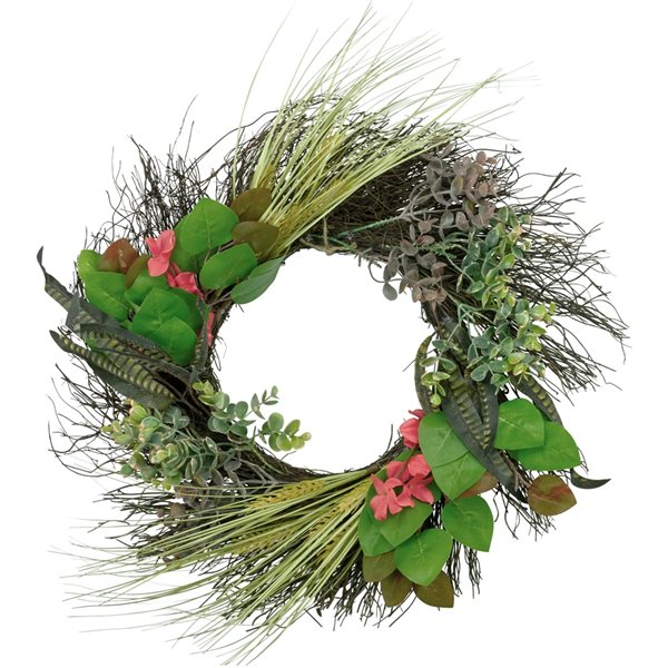 Northlight 22-in Twig Artificial Fall Wreath with Eucalyptus and Wheat ...