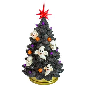 Northlight 12-in Pre-Lit Polyresin Halloween Tree with Pure White LED Lights