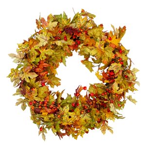 Northlight 30-in Berry Artificial Fall Wreath with Twigs and Leaves