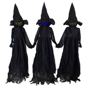 Northlight Lighted Witch Yarn Stakes with Constant Colour Changing Incandescent Lights - Set of 3