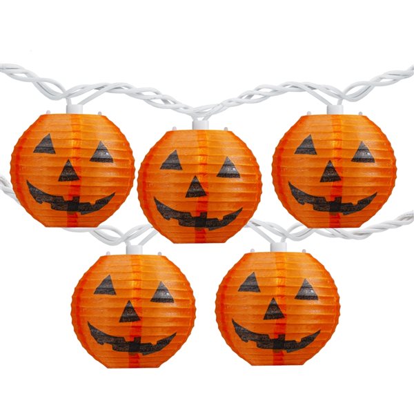 Northlight 10-Count 8.75-ft Constant Incandescent Electrical Outlet Orange Jack-O'-Lantern Paper Lantern Halloween String Lights