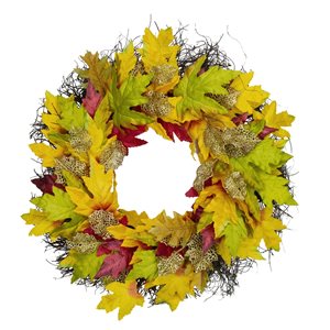 Northlight 22-in Maple Leaf Artificial Fall Wreath