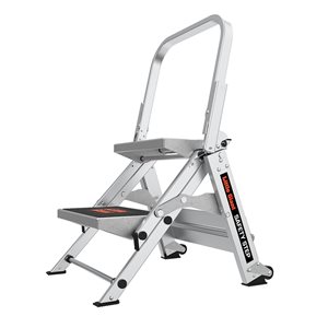 Little Giant Ladder Systems Safety Step 2-step 300-lbs Capacity Silver Aluminum Foldable Step Stool with Handrail