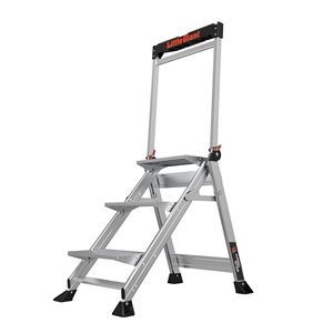 Little Giant Ladders Jumbo Step 3-step 375-lbs Capacity Nickel Aluminum Foldable Step Stool