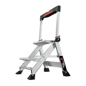 Little Giant Ladder Systems Jumbo Step 2-step 375-lbs Capacity Silver Aluminum Foldable Step Stool with Handrail
