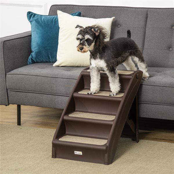 PawHut 4-Step Brown Plastic Portable Pet Step