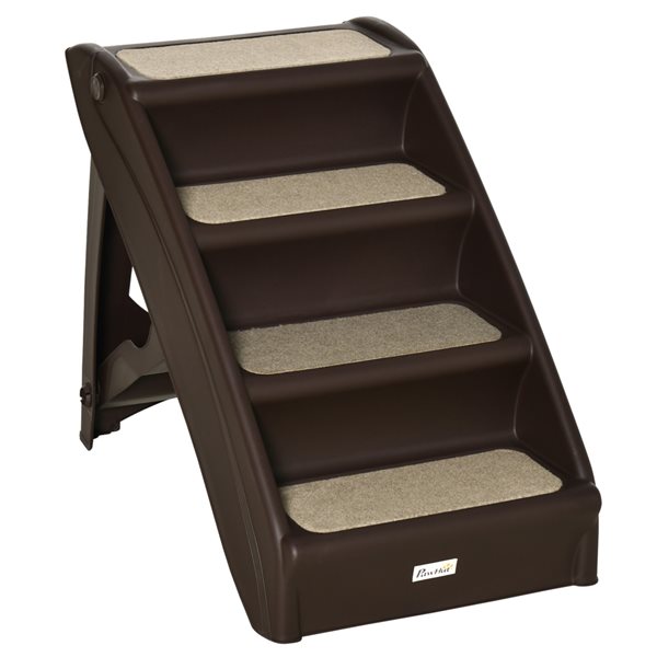 PawHut 4-Step Brown Plastic Portable Pet Step