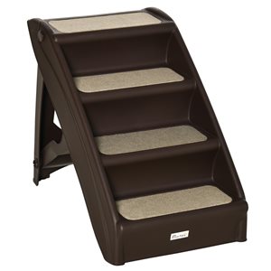 PawHut 4-Step Brown Plastic Portable Pet Step