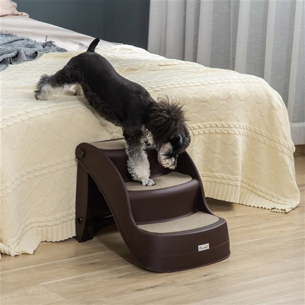 PawHut 3-Step Brown Plastic Portable Pet Step