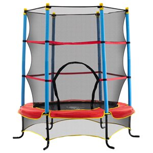 Qaba 5.42-ft Hexagon Black/Red Kids Trampoline with Enclosure Net Included