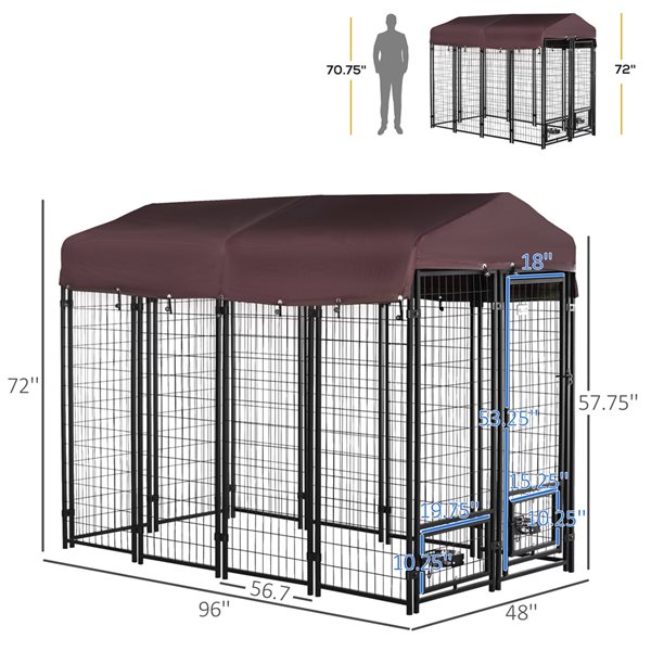 PawHut 8-ft L x 4-ft W x 6-ft H Dog Isolation Panels Locking Pet Kennel