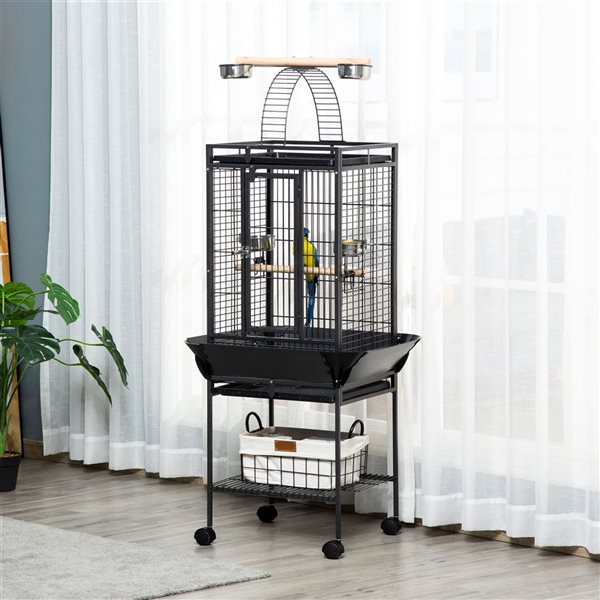 PawHut 2-ft x 2-ft x 5.1-ft Grey Wire Small Bird Cage with Stand