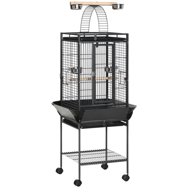 PawHut 2-ft x 2-ft x 5.1-ft Grey Wire Small Bird Cage with Stand