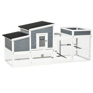 PawHut 75.5-in Grey Wood Chicken Coop with Plant Box
