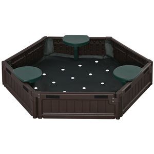 Outsunny 48.5-in x 47-in Brown Hexagon Plastic Sandbox