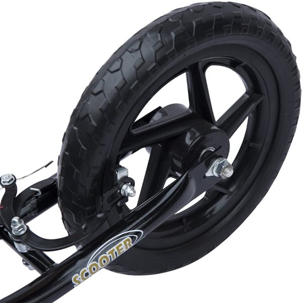 HomCom Black Steel Adjustable Kids Scooter with 12-in Tire