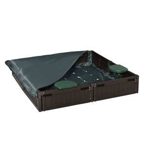 Outsunny 48.5-in x 48.5-in Brown Square Plastic Sandbox