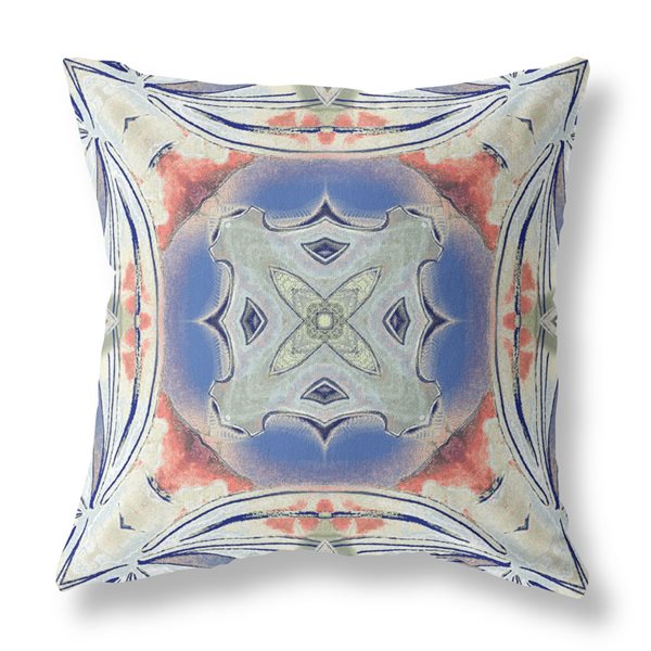 Amrita Sen Pastel Cream, Peach, Evening, Blue 1-piece 20-in Square Decorative Pillow