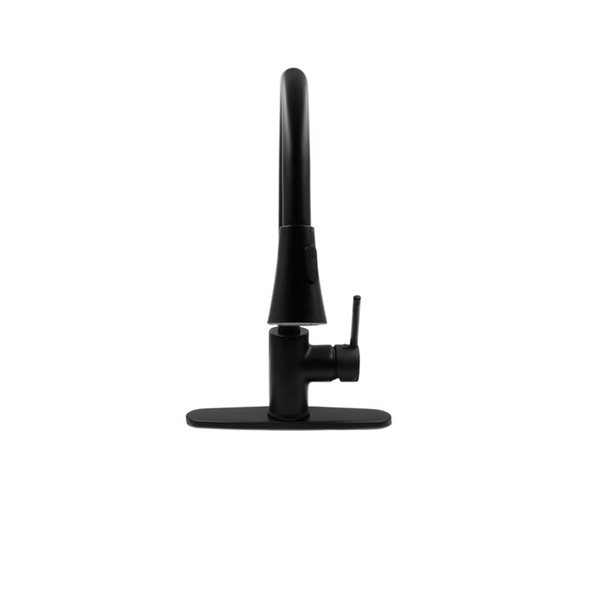 Novatto Matte Black 1-Handle Deck Mount Pull-Down Handle/Lever Commercial/Residential Kitchen Faucet - Deck Plate Included