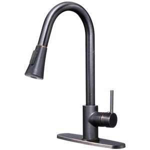 Novatto Oil Rubbed Bronze 1-Handle Deck Mount Pull-Down Handle/Lever Commercial/Residential Kitchen Faucet - Deck Plate Included