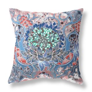 Amrita Sen Vase SunFlower Matches18-in W x 18-in L Sky Blue/Pink Broadcloth Square Decorative Pillow