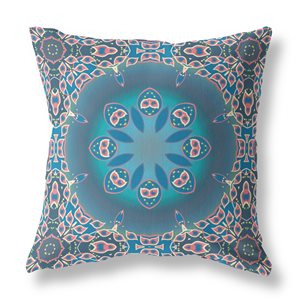 Amrita Sen Jewel Circle 26-in x 26-in Blue/Pink Broadcloth Square Indoor Decorative Pillow