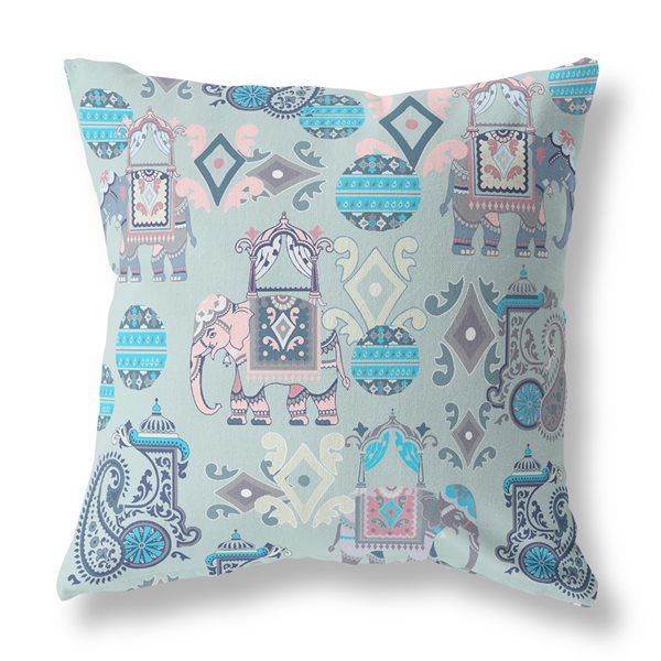 Amrita Sen Elephant Howdah 20-in x 20-in Grey/Pink Suede Square Indoor ...