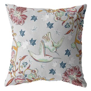 Amrita Sen Bird Amla 20-in x 20-in Grey Suede Square Indoor Decorative Pillow
