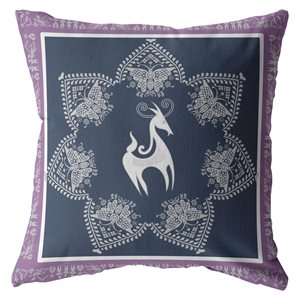 Amrita Sen Horse and Butterflies 20-in x 20-in Blue on White Suede Square Indoor Decorative Pillow