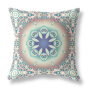 Amrita Sen Jewel Circle 20-in x 20-in Beige and Blue Suede Square Indoor Decorative Pillow