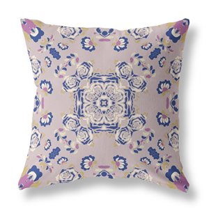 Amrita Sen Rose Wreath 26-in x 26-in Purple/Blue Broadcloth Square Indoor Decorative Pillow