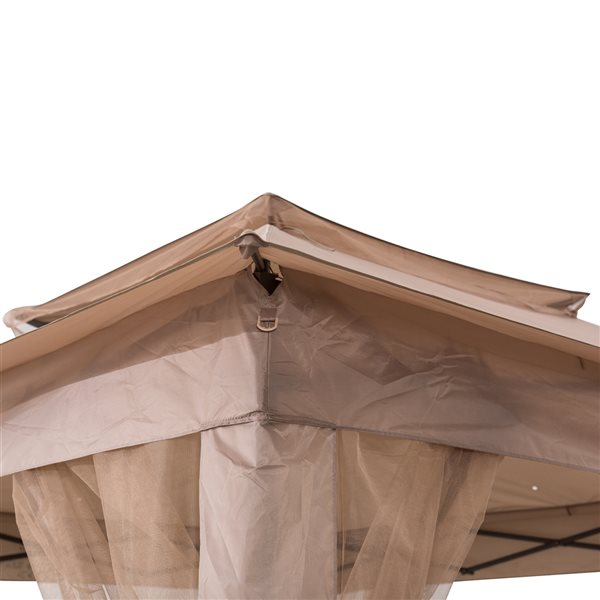 Sunjoy 11ft x 11ft Khaki Square Popup Gazebo with Polyester Roof