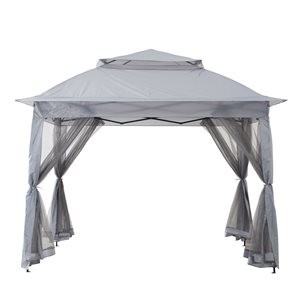 Abri de jardin escamotable carré, gris de 11 pi x 11 pi par Sunjoy avec toit en polyester