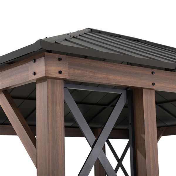 SummerCove 13-ft x 15-ft Brown Rectangle Gazebo with Steel Roof