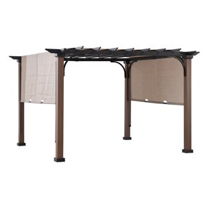 SummerCove 11-ft x 11-ft Steel Pergola with Adjustable Tan Shade