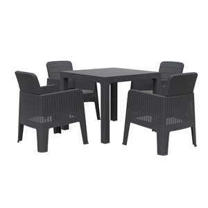 Dukap Lucca Black with Grey Cushions 5-Piece Dining Set,