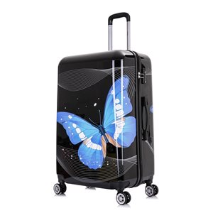 InUSA Prints Lightweight Hardside Spinner Suitcase 28-in - Black Butterfly Pattern