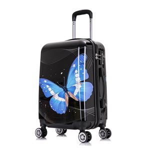 InUSA Prints Lightweight Hardside Spinner Suitcase 20-in - Black Butterfly