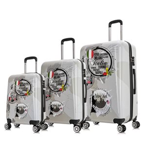 InUSA Prints Lightweight Hardside Spinner 3-Piece Luggage Set (20-in/24-in/28-in) - World Design